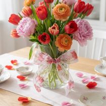 Product Organza Ribbon Chiffon Ribbon Parrot Tulips Red 40mm 18m