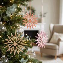 Product Snowflake Wooden Tree Ornaments Orange 10cm 12 Pieces Christmas Decoration