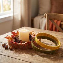 Product Decorative ring, jute loop, yellow, ochre, brown, 4cm diameter, 30cm pieces