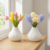 Product Flower vase ceramic onion shape white Ø13cm H13.5cm 2pcs