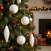 Product Snow decoration Christmas decorations balls cones Ø4/8cm 18 pcs