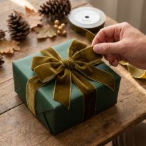 Product Decorative velvet ribbon on a roll, fine gift wrapping, 20mm x 10m
