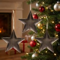 Product Christmas tree decoration star metal black gold Ø15cm 3 pieces