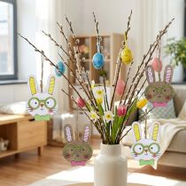 Product Funny Easter Bunny Decoration Wooden Rabbit Head for Hanging 7.5cm 12 pcs