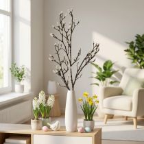 Product Artificial Magnolia Branch Spring Decoration Branch with Buds Brown White L135cm