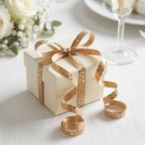 Product Gift Ribbon Curling Ribbon with Hearts Gold Brown 10mm 100m