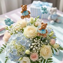 Product Blue shoes and bears Figurines on sticks Presents for newborn 1.5-4cm 16 pcs