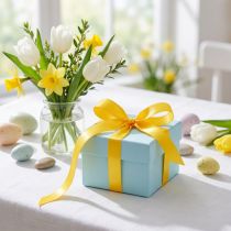 Product Satin ribbon gift ribbon yellow narrow decorative ribbon 6mm 50m