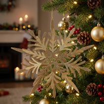 Product Snowflake 3D effect gold 16cm x 15.5cm 2 pieces