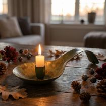 Product Candlestick metal antique look spoon with patina 25x11x5cm