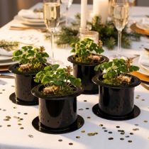Product Decorative cylinder, New Year's decoration, hat for planting, New Year's planter, black, H5cm, L8cm, 20 pieces