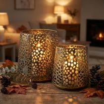 Product Wind light lantern golden Ø14/20.5cm H14.5/19.5cm set of 2