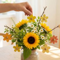 Product Wooden flowers hanging decoration wood summer decoration yellow 4.5cm 24 pcs