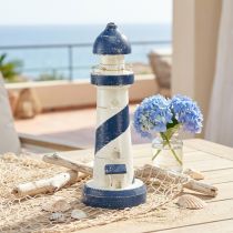 Product Lighthouse Maritime Table Decoration Blue White Ø10.5cm H28.5cm