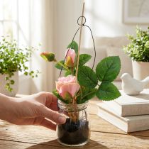 Product Rose in glass pink H23cm
