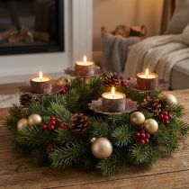 Product Tealight holder vintage tealight for sticking grey Ø9cm H8.5cm 4pcs