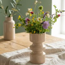 Product Metal flower vase cappuccino brown enamel Ø9cm H17.5cm