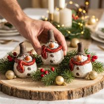 Product Ceramic snowman figure, white, 6.9cm – winter Christmas decoration – 6 pieces