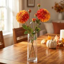 Product Artificial Dahlias Decoration Flowers Orange Red Ø10 L80cm 2pcs