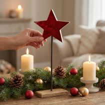 Product Star decoration natural red with stick on base 20x9.5x50cm