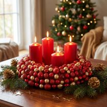 Product Advent wreath red gold ball wreath Christmas Ø33cm
