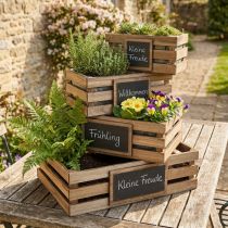 Product Wooden box with blackboard box planter 40/35/30/25cm set of 4