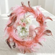 Product Feather wreath made of pheasant feathers decoration in pink Ø20cm 3 pcs