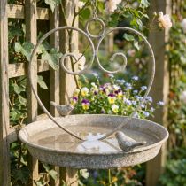 Product Birdbath metal with heart for hanging antique Ø21.5cm