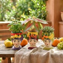 Product Plant head girl with fruit decorative ceramic 13.5cm 3pcs