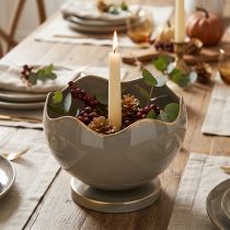 Product Taper candle holder metal candle holder grey gold H9.5cm