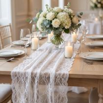 Product Wide lace ribbon table runner lace white 150mm 10m