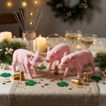 Product Lucky pig pink flocked 20cm 3pcs