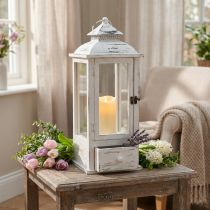 Product Decorative lantern vintage with drawer white 20×20cm H51cm
