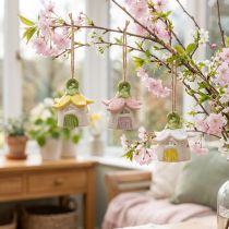 Product Hanging decoration flower ceramic fairy house as decoration for hanging 6cm 6pcs