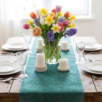 Product Decorative fleece table runner decorative fleece table runner blue-green 23cm 25m