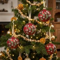 Product Christmas balls glass red Christmas tree balls meadow Ø8cm 6pcs
