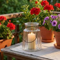 Product Glass lantern with handle glass clear Ø14cm H18cm