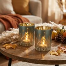 Product Elegant decorative lantern with grass motif for cozy living accents, 12.5cm, 2 pieces.