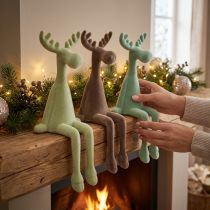 Product Moose Shelf Sitter Christmas Green brown mint 31cm 3pcs