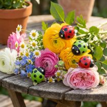 Product Ladybug with clip 4.5cm red, green 6pcs
