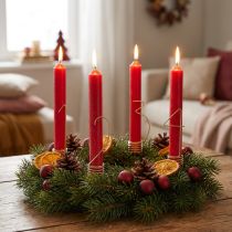 Product Candle decoration Advent numbers 1-4 matt gold metal H10cm 4 pcs