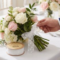 Product Gift Ribbon Hearts Mesh Ribbon White Glitter 40mm 10m