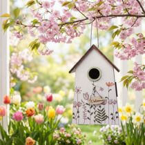 Product Hanging decoration spring decoration birdhouse decoration nesting box green white 19cm