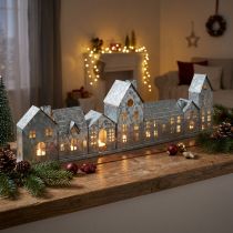 Product Decorative row of houses with tealight holders, Advent decoration, 68cm