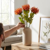 Product Pincushion Exotic Artificial Flower Orange Leucospermum Protea 73cm 3pcs