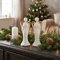 Product Angel figurines ceramic angel white gold 6cmx5cmx15cm 2pcs