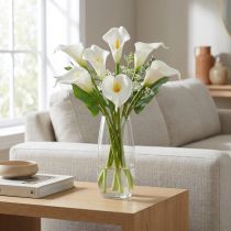 Product Artificial Calla Lily with yellow stamen, decorative blossoms, 35cm, 10 pieces