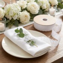 Product Lace ribbon hearts decorative ribbon lace white 25mm 15m