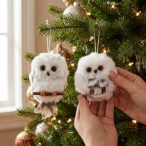 Product Owl decorations, owl figurines for hanging, white and grey, 6cm, 2 pieces