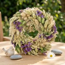 Product Dried flower wreath for spring and summer, for table and front door, for special occasions with colored accents, 26cm